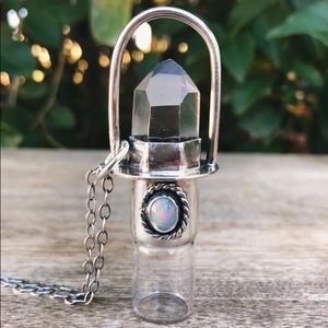 Roadkill Gems Clear Quartz & Ethiopian Opal Rollerball Necklace